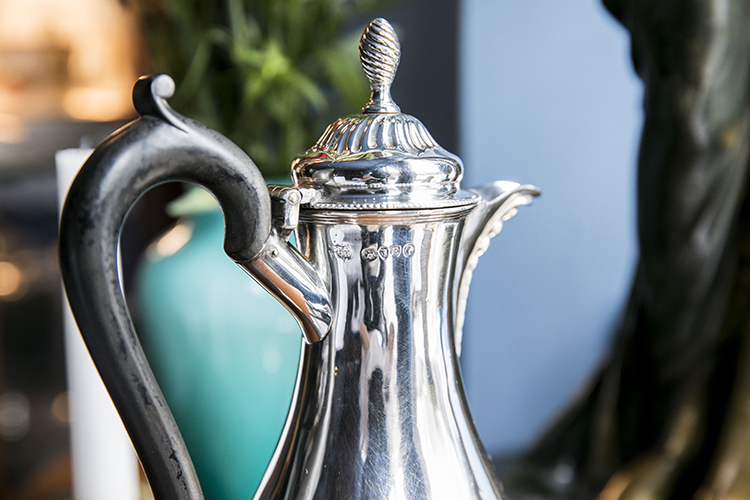 欧洲古董英国银器1880年纯银洛可可风格小茶壶咖啡壶西洋古董